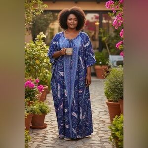 ONLY NECESSITIES Floral Patchwork Print Maxi Dress Size 3X Cotton Boho Colorful